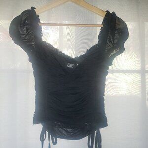 TIGER MIST Black Ruched Top XS Going Out Top